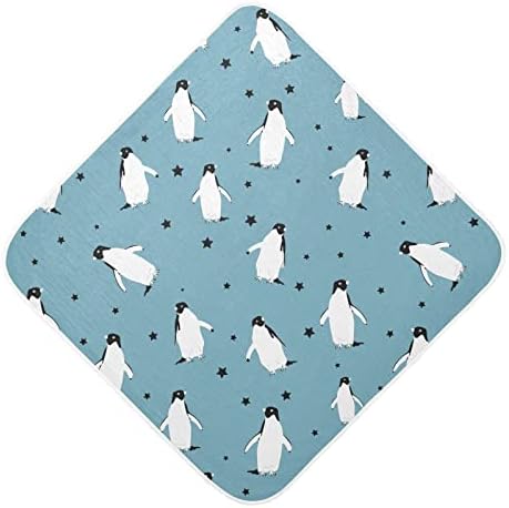 Vvfelixl מגבת עם מגבת ברדס פינגווינים כוכבי מגבות סופגים מגבות לתינוקות כותנה מגבת רחצה רכה
