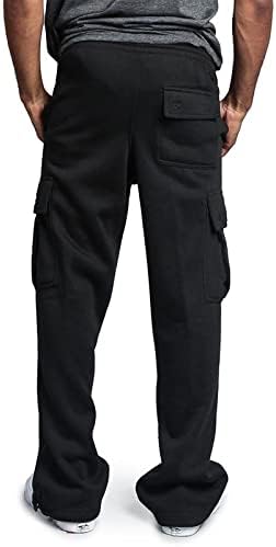 אופנה לגברים משיכת ריבוי כיס מכנסי מטען מזדמנים מכנסי טיול בצבע אחיד מכנסי כותנה מכנסיים