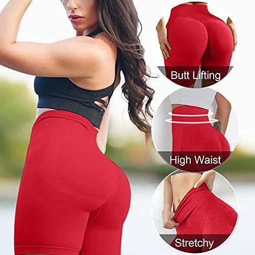 הרמת קת של Scrunch מכנסיים קצרים חלקים לנשים במותניים גבוהות לבקרת בטן אימון מכנסי אופנוען קצרים
