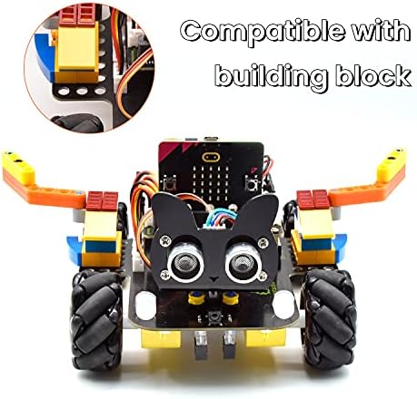 Keyestudio Microbit 4WD Mecanum Robot Car ערכת מיקרו: bit v2 ， מכונית מחוספסת רומן לילדים מיקרו: קוד גרפי של קוד