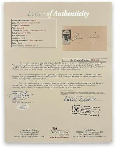 ג ' ימי פוקס חתום על גלויה ממשלתית חתומה ממוסגרת לחתימות חתוכות של 14 על 21