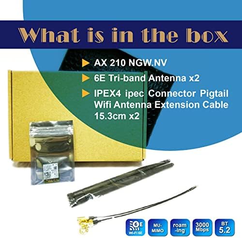 כרטיס WiFi כרטיס AX210 ממ999M85 / WIFI6E אנטנה / IPEX4 / כבל סיומת אנטנה 15.3 סמ