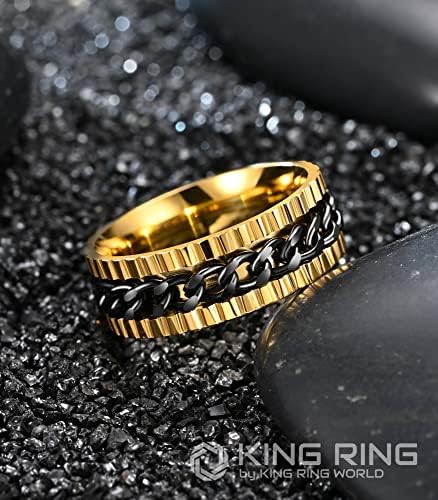 טבעת קינג טבעת 8 ממ טבעת - טבעת נירוסטה להקלה על מתח, חרדה הקלה על טבעת קשישה לגברים ונשים, שרשרת