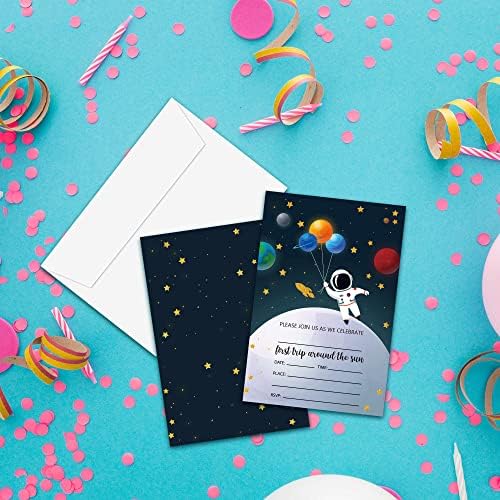 הזמנות ליום הולדת 1 של YQV, הזמנות למסיבת יום הולדת של 20 ספירות חלל חיצוניות עם מעטפות עם מעטפות,
