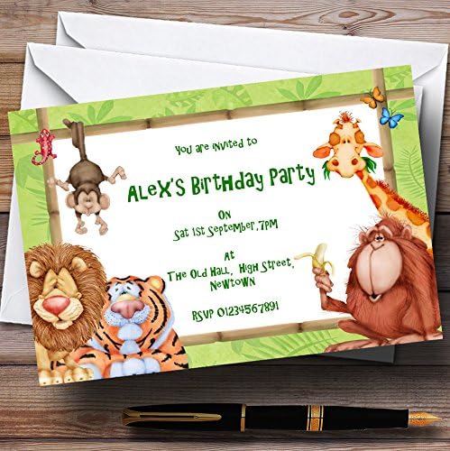 אריה, טייגר וג'ונגל חברים נושא הזמנות למסיבת יום הולדת אישית
