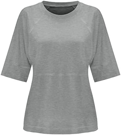 חולצת טי בנות 3/4 שרוול 2023 כותנה צוואר סירות צוואר טרקלין קוואי בסיסי רופף כושר חולצה עליונה לנשים TB