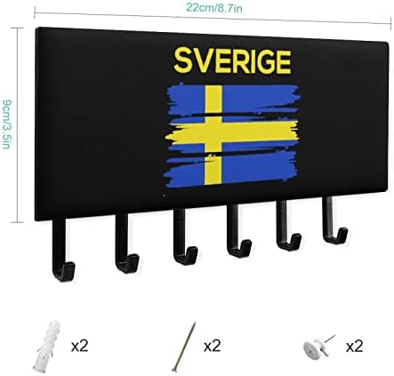 שוודיה שוודיה שוודי דגל מפתח מחזיק עבור קיר אישית קיר רכוב מפתח קולבי עם 5 ווים לבית משרד דקור