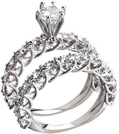טבעת אירוסין של יהלום מדומה עגול לנשים לנשים סט תכשיטים בעבודת יד טבעת נישואין בעבודת יד עבורה