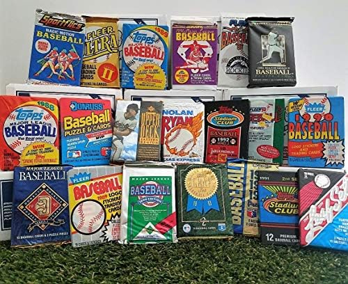 מעל 200 כרטיסי בייסבול וינטג 'ב 20 חבילות שעווה בייסבול לא נפתחות וינטג' ממותגים שונים משנות ה -80
