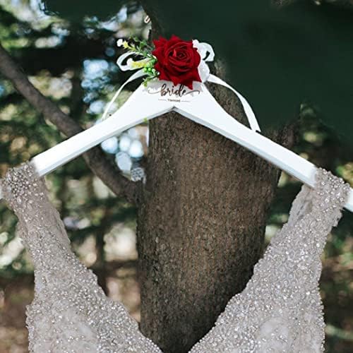 קולבי חתונה של Heread עץ לבן צבע פרחי כלה שמלת קולב עלה חליפת חתן קולב חרוט חתונה בוגרת קולב עם קשר