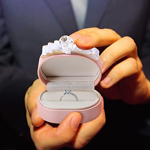 Trendlooks קשת קטיפה טבעת קטיפה-קופסת טבעת טבעת כפולה מארז להצעה, אירוסין, חתונה, טקס, אחסון