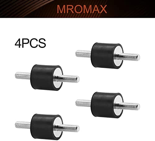 MROMAX 4PCS 0.79 X 0.79 בולם זעזועים גליליים עם חתיכות M6 x 16 ממ חוט זכר חוט גומי רטט מבודדים