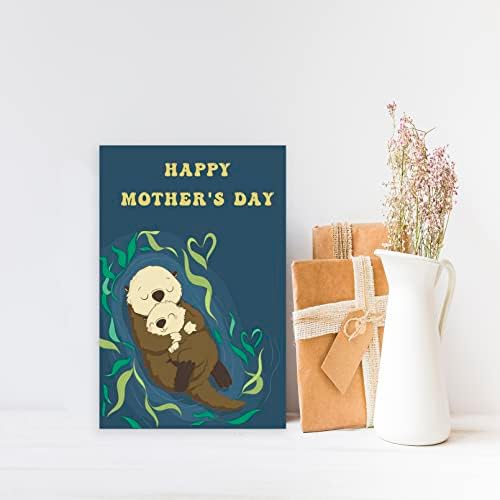 Ojsensai לוטרים חמודים קלף יום אמהות מהבת בן, מתנה ליום האם שמח לאמא סבתא, כרטיס יום אמהות