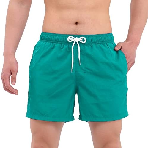 גזעי שחייה של Augeozut Mens עם אניה רשת ומכנסיים קצרים בכיסים גברים יבש מהיר 5 אינץ '