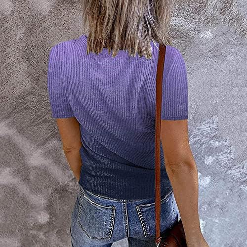 חולצות לנשים חולצות בתוספת גודל בציר קצר שרוול כיכר צוואר טרנדי מזדמן לנשימה לקשור לצבוע קיץ