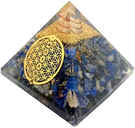 שארבגון לפיס לזולי קריסטל אורגוניט פירמידת שבע צ ' אקרה פרח של חיים ריפוי אבן גנרטור יוגה מדיטציה