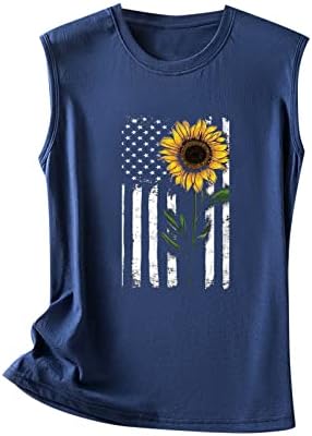 חולצות חמנייה של דגל אמריקאי לנשים 4 ביולי גופיות טנקים חולצות קמיס פטריוטיות אימון קיץ אימון יוגה