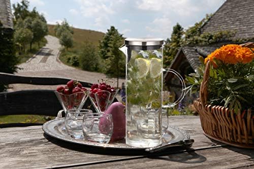 קנקן זכוכית שפה עם מכסה - דפוס ייחודי כד מים קרים, 1300 מל מושלם לתה ומיץ תוצרת בית תוצרת בית