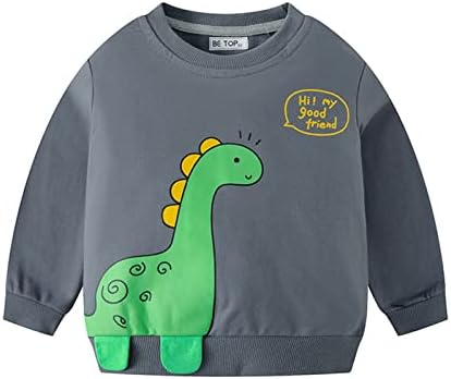 ילדים פעוטות תינוקות בנות סתיו הדפס חורף דינוזאור כותנה כותנה עם שרוול ארוך בגדי קפוצ'ון