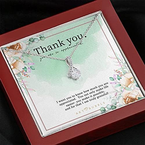שרשרת כרטיסי הודעה, תכשיטים בעבודת יד, מתנות לחג המולד - תודה לך שרשרת מתנה הערכת מתנה יום אמהות
