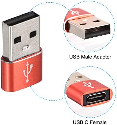 Meccanixity USB C מתאם גברים ל- USB, מתאם ממיר סוג C ל- USB אדום לטלפון, טאבלט, מחשב, חבילה של 3
