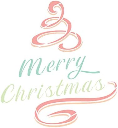 סרט חג מולד שמח אלפבית מכתב גדול סטנסיל חורף לציור על עץ, קנבס, קירות, רצפות, בדים ורהיטים, צבע שלטי עץ, עיצוב