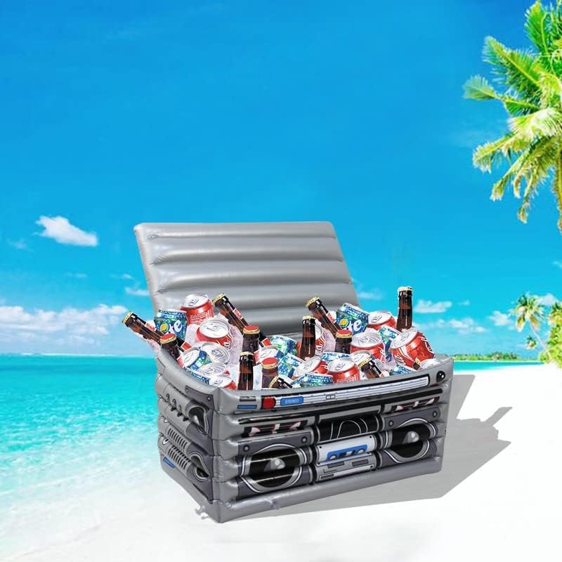מתנפח קופסת בום קופסא משקה משקה מקרר לקישוטים למסיבות משנות השמונים של קיץ חוף 80, 25 רחב x 16