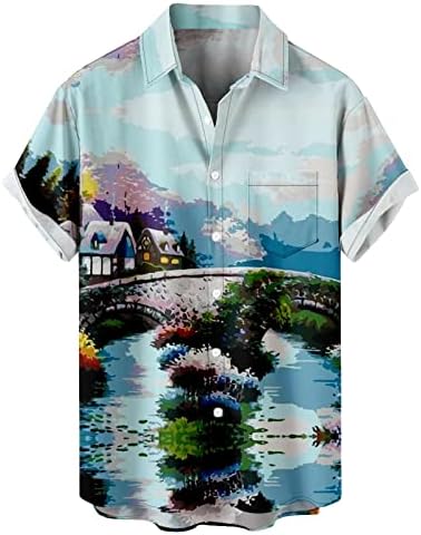 חולצות קיץ של Wabtum לגברים, חולצת חוף מודפסת בהוואי של גברים בהוואי, קיץ רגיל בכושר עליון חולצות