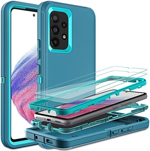 הונג-אמי למקרה של סמסונג A53 5G, Galaxy A53 5G Case עם 2 PCS סרט ננו-פיצוץ, 3 ב -1 גוף מלא מארז הגנה כבד