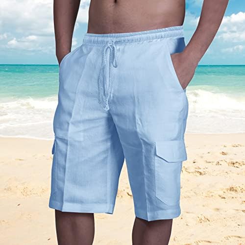 מכנסי פשתן כותנה של פיררו לגברים מכנסי חוף מזדמנים נוחות גמיש מותניים מותניים אימון מכנסיים