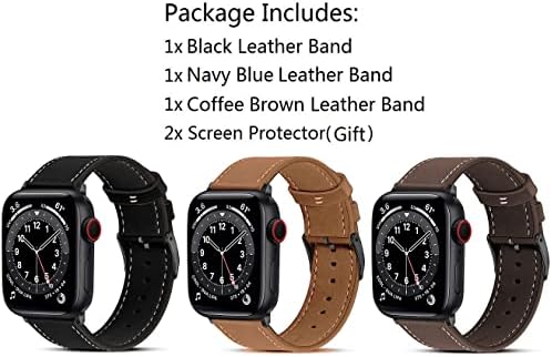 תואם להקת Apple Watch 45 ממ 44 ממ 42 ממ, G.P רצועת החלפת פס עור אמיתי תואמת לסדרת Apple Watch 7/6/5/4/3/8/SE,