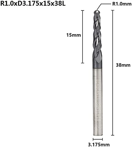 מקדח ביטים מחודדים כדור קצה קצה טחנת 1 PC R0.25/R0.5/R0.75/R1.0 3.175 ממ חריטת עץ קרביד סיב