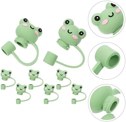 8 יחידות חמוד סיליקון קש טיפים מכסה צפרדע עיצוב שתיית קש תקעים דקורטיבי קש כובעי מכסים מכסים מגיני למסיבה מעצב