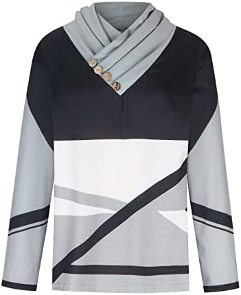 חולצות הנלי נשים של Ruziyoog 2022 סתיו אופנה V צוואר צוואר צוואר כפתורי הדפסה גיאומטריים טי טי שרוול ארוך