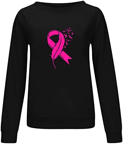 מודעות לסרטן שד נשים של סווטשירט מקווה ורוד סרט הדפסת סוודר חולצות ארוך שרוול מזדמן רופף חולצה