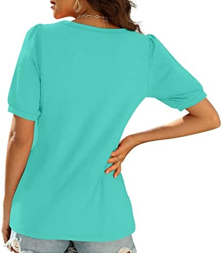 נשים מקרית קיץ חולצות מוצק צווארון אמצע שרוול רופף מפנק מתאים חולצת טי קומפי טוניקה בסיסית טוניקת חולצות