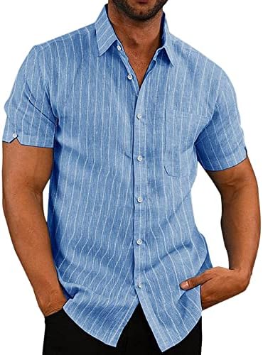 XXBR כותנה פשתן חולצות הוואי לגברים שרוול קצר חולצת חוף פסים כפתור מזדמן פסים חולצות דש צמרות חום חולצה חולצה חולצות