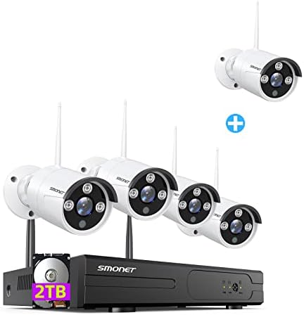 מערכת מצלמות אבטחה אלחוטית 3MP עם כונן קשיח Audio 2TB, Smonet 8 מערכות אלחוטיות ערוץ עם מצלמות אבטחה של 4 יחידות