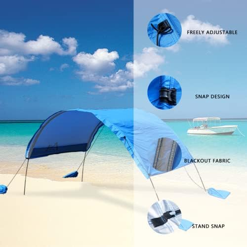 ASPIRA נייד פופ -אפ חוף אוהל חופה סאן מקלט UPF50+ עם עוגן חול, גוון אטום לרוח חיצוני מתקפל לטיול קמפינג