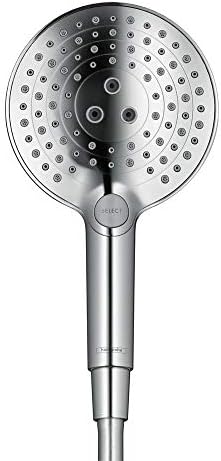 Hansgrohe Raindance Select S זרימה נמוכה 5 אינץ 'ראש מקלחת יד מודרני 3 -ריסוס אבקה, גשם, מערבולת 26036001