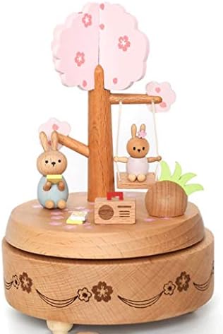 Lkkybooa ורוד סאקורה קופסת מוזיקת ​​ארנבת מתנה ליום הולדת מתנה לתיבת מוזיקה סטודנטית