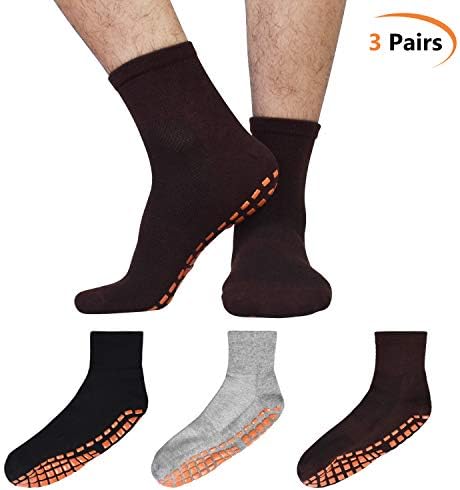 החלקה גרביים לגברים בית גרבי עם כידון 3 זוגות נגד החלקה יוגה פילאטיס אריח עץ רצפות בית חולים נעל גרביים