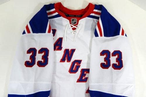 ריינג'רס בניו יורק אנדרה Deveaux 33 משחק הונפק ג'רזי לבן DP08987 - משחק גופיות NHL משומשות