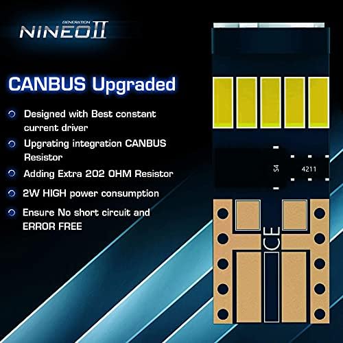 Nineo H7 נורות LED ו- 10 PCS 194 921 T10 נורות LED