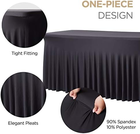 זיכרונות מושלמים פרימיום 6ft Spandex מצויד שולחן שולחן שולחן חצאית-מקשה אחת, קפלים עמידים בפני קמטים מתקינים
