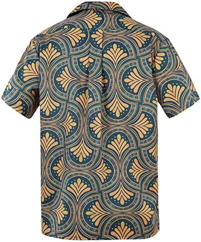 הוואי חולצות לגברים כפתור למטה חולצות קצר שרוול פרחוני טרופי רגיל בכושר קיץ חופשת חוף חולצות