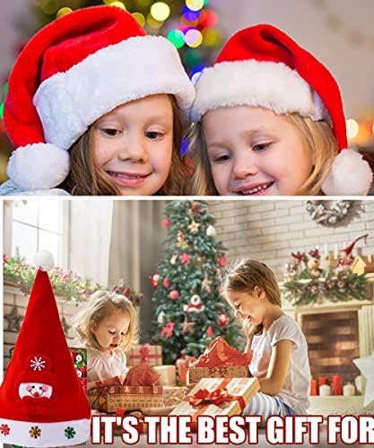 סנטה כובע, כובע חג המולד, 2 יחידות אדום לבן חג המולד חג כובע למבוגרים ילדים עם אור עד זוהר צבע, מגע רך נוח קטיפה