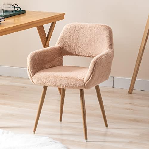 פו פרווה יהירות כיסא אלגנטי גמל פרוותי איפור שולחן כיסאות עבור בנות נשים מודרני קומפי פלאפי זרוע