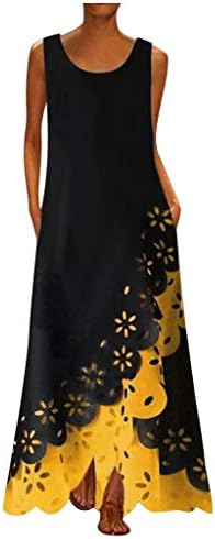 NARHBRG פלוס גודל שמלות מקסי לנשים קיץ מזדמן בוהו ארוך שמלת טנק רופפת בוהמית הדפסת טוניקה טוניקה