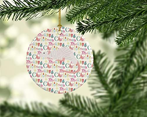 אוצרות קרוליין WDK2876CO1 דמבו ספינקס עכברוש קישוט קרמיקה לחג המולד, קישוטים לעץ חג המולד, קישוט תלוי